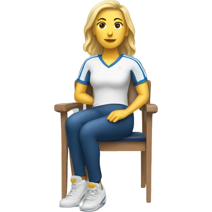 white woman in sport sitting down on a chair  emoji