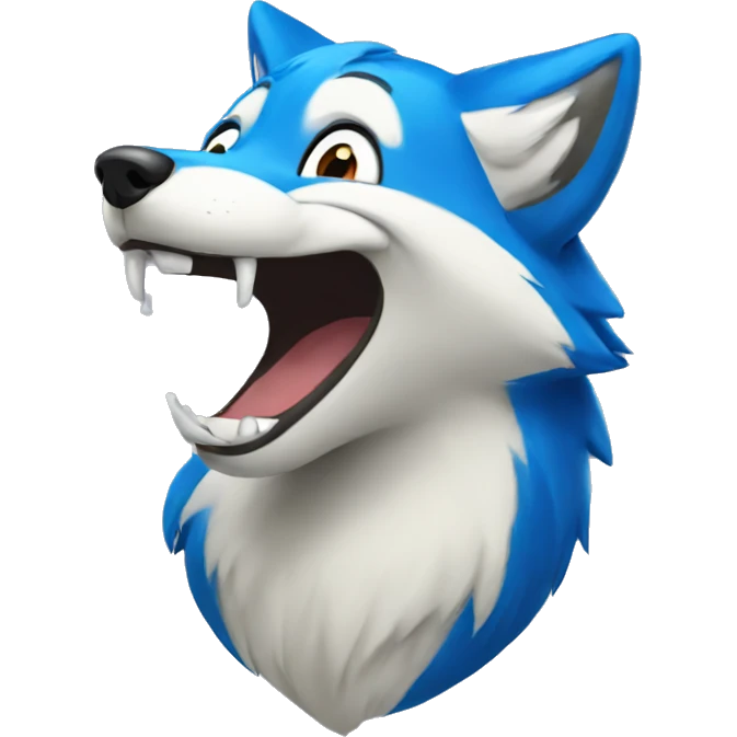 Blue fox laughing emoji