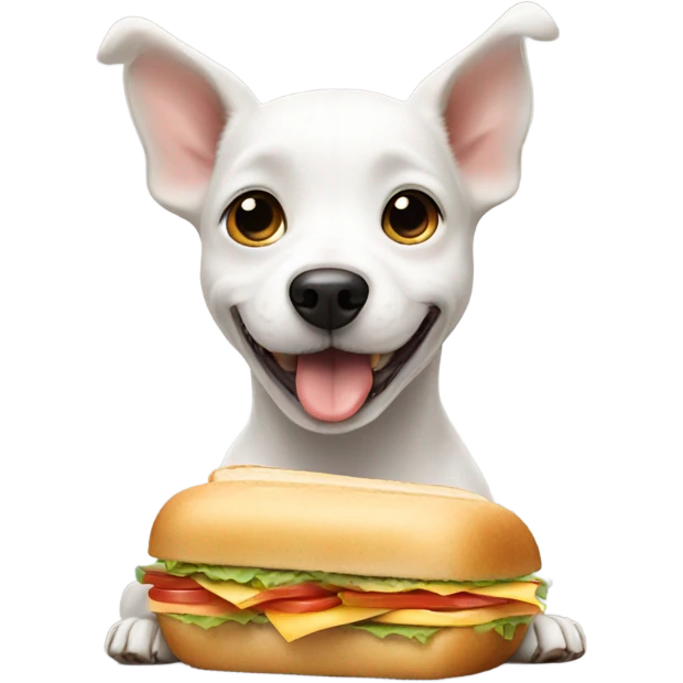 Small white dog begging for a sandwich  emoji