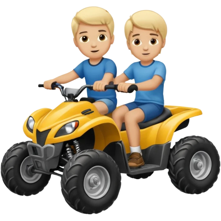 Please make 2 separate young boys both blonde riding separate four wheelers emoji