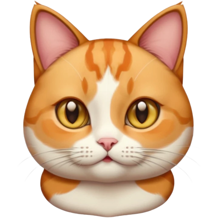 calico cat with cute slim face, small head, hazel eyes, and short but chubby body emoji