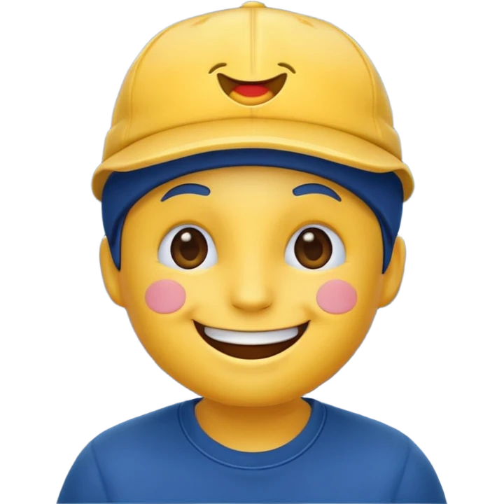 yellow emoji with dark blue cap emoji