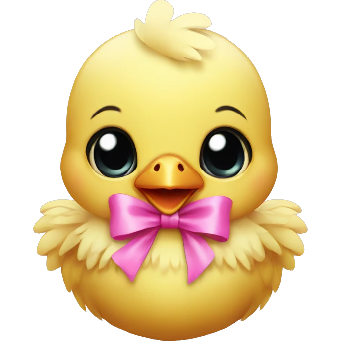 Baby chicken with pink bow emoji