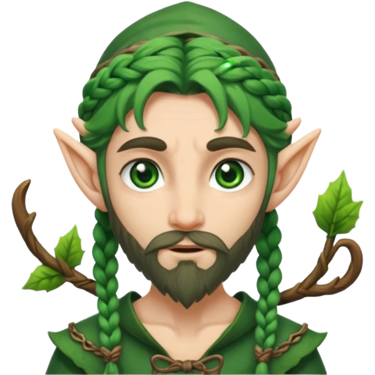 Forest elf with braided beard and bow emoji
