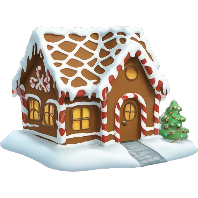 Gingerbread house in snow emoji
