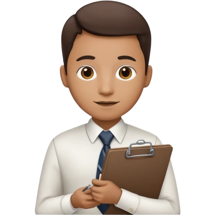 Manager + clipboard + tie, Cafe staff. emoji