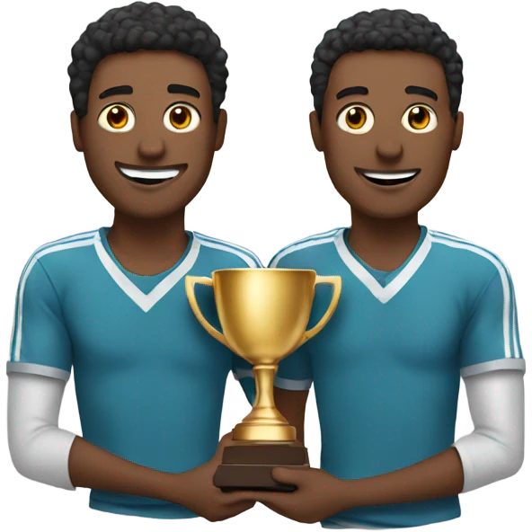 Two men holding trophy  emoji
