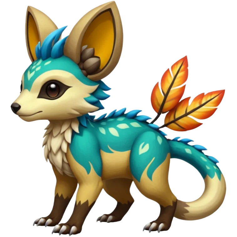 Rare realistic exotic cute epic pretty beautiful handsome gorgeous aesthetic colorful vibrant Vernid-Protogen-Primagen-Wickerbeast-species-Fakemon-creature by LiLaiRa, random markings, tufted ears, full body emoji