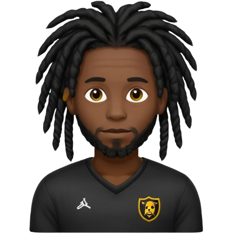 black dreadlocks man with black jersey emoji