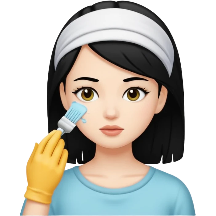White girl with black hair getting a face cleaning  emoji