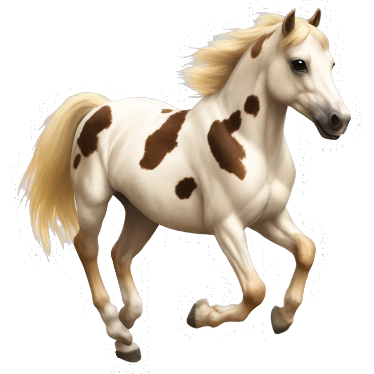 Scruffy scarred scratched scratches scratch scars Piebald tricolor palomino yellow brown palomino pony with dark brown spots galloping running emoji