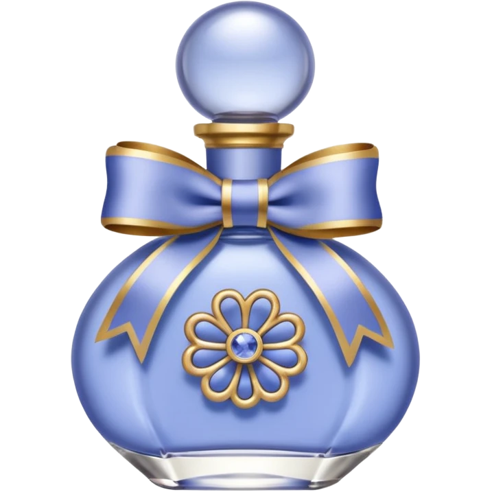 Periwinkle perfume bottle with bow and ornate gold accents  emoji