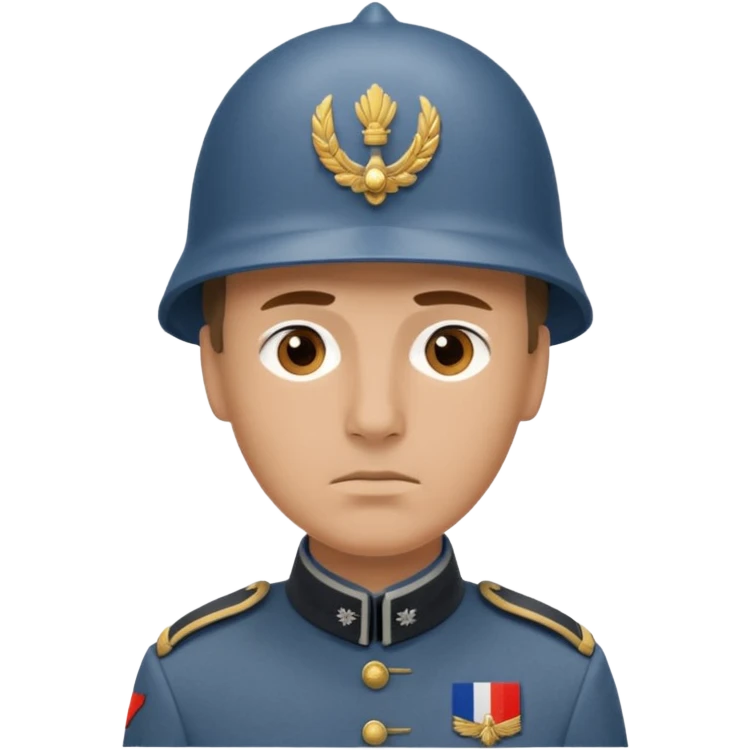 French soldier, World War I, blue-grey uniform, Adrian helmet, serious face emoji