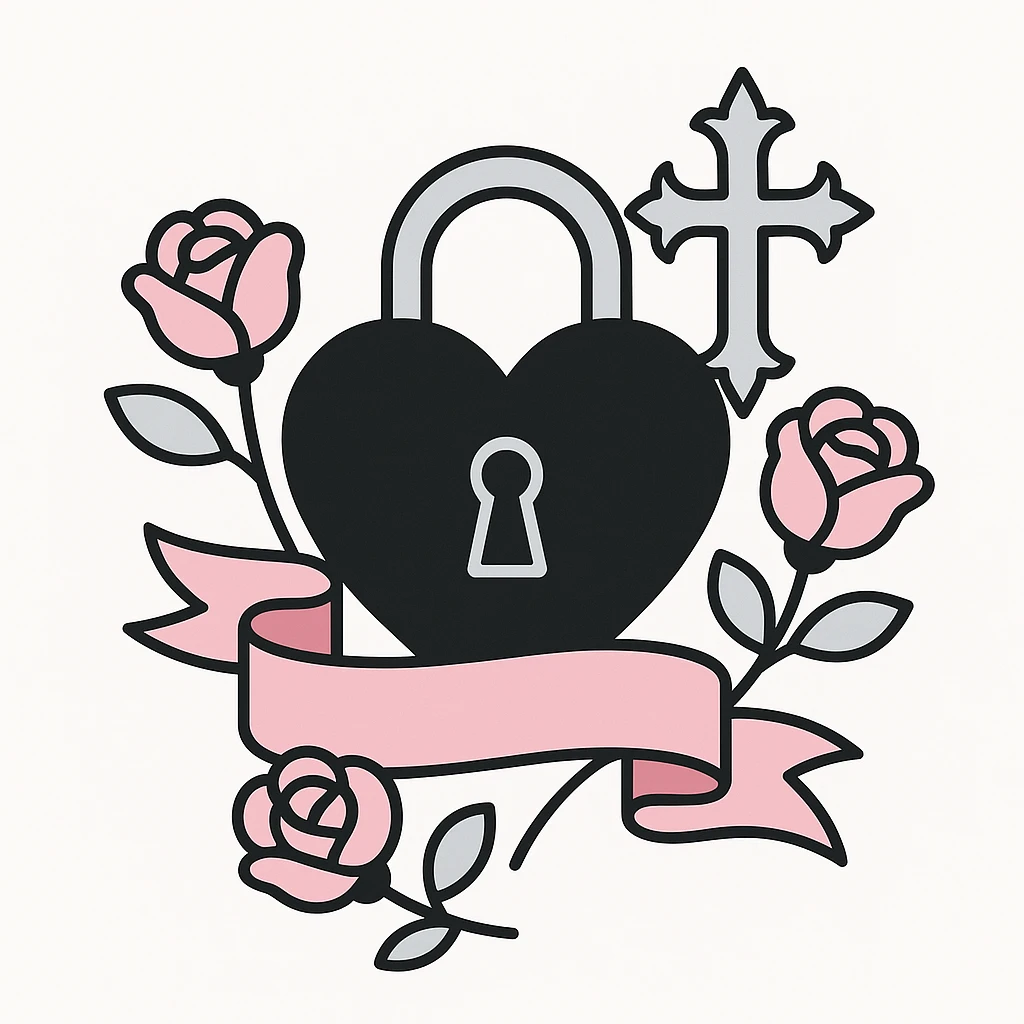 BLACKPINK-inspired gothic object, modern and stylish, black, pink, and gray, flat pink gray style emoji