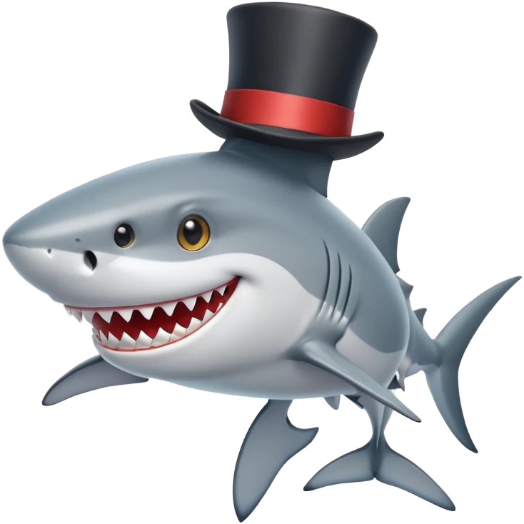 shark wearing a top hat emoji