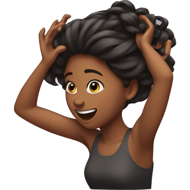 girl flipping hair with hands emoji