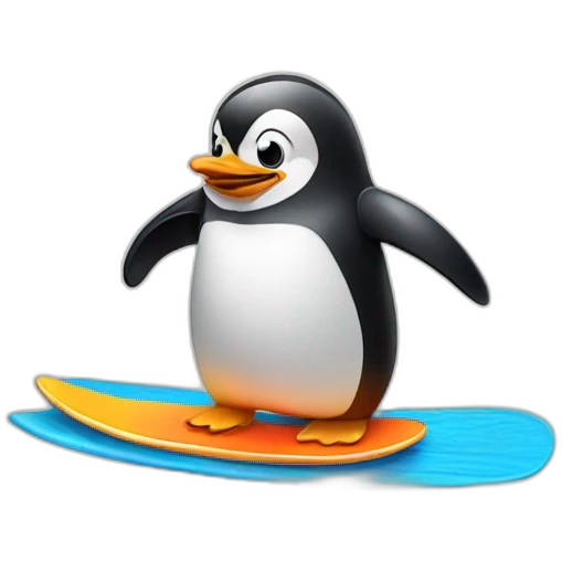 penguin with surfing board emoji