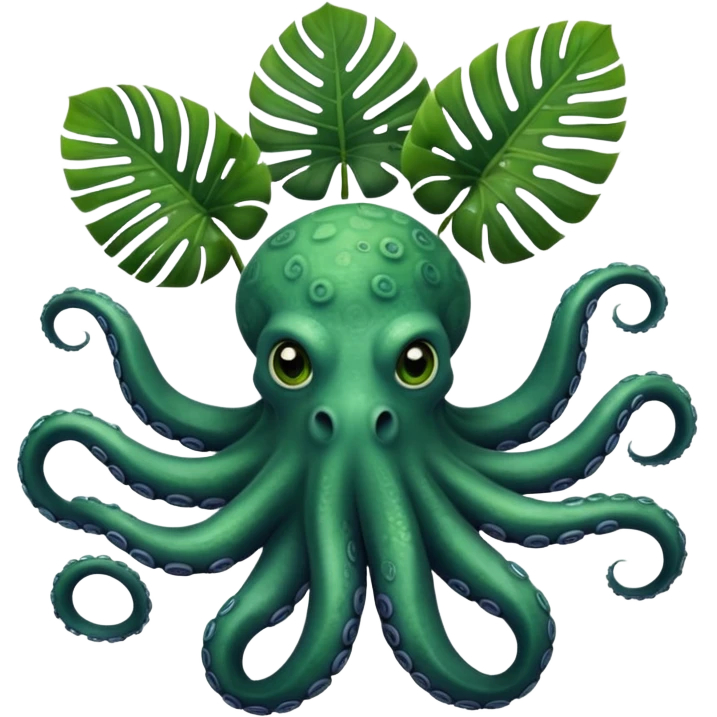 Octopus with monstera plants  emoji