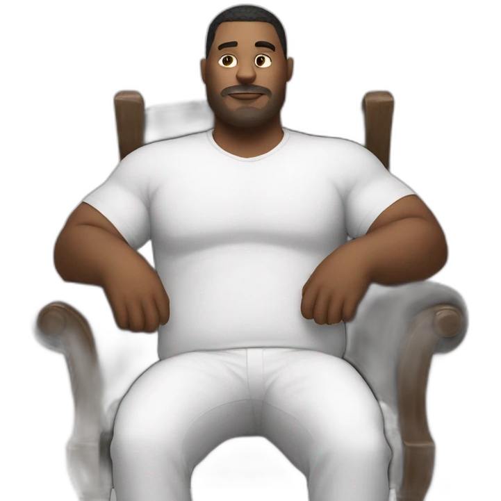huge man with white cat on the chair emoji