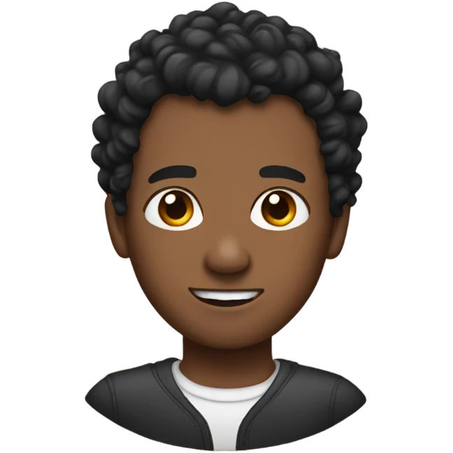 emoji with dark curly hair and shaved side burns emoji