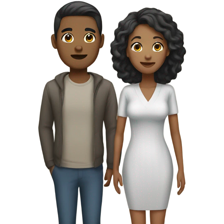 Black woman and Asian man couple emoji