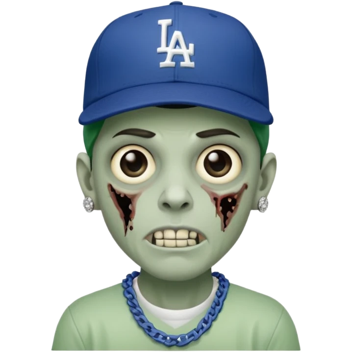 Zombie con gorra de los Dodgers y cadena con diamantes  emoji