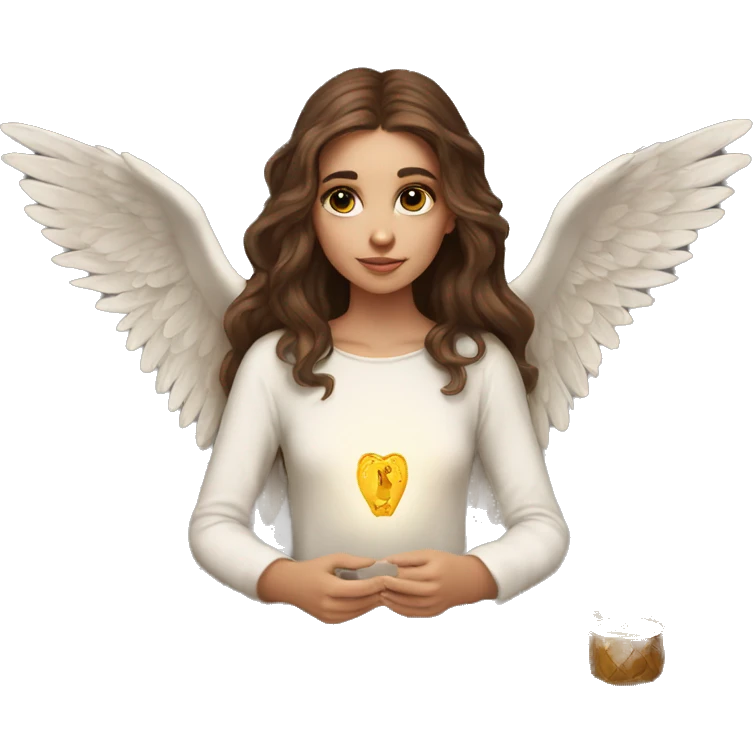 Beautiful angelic girl with straight brown hair with tarot cards emoji