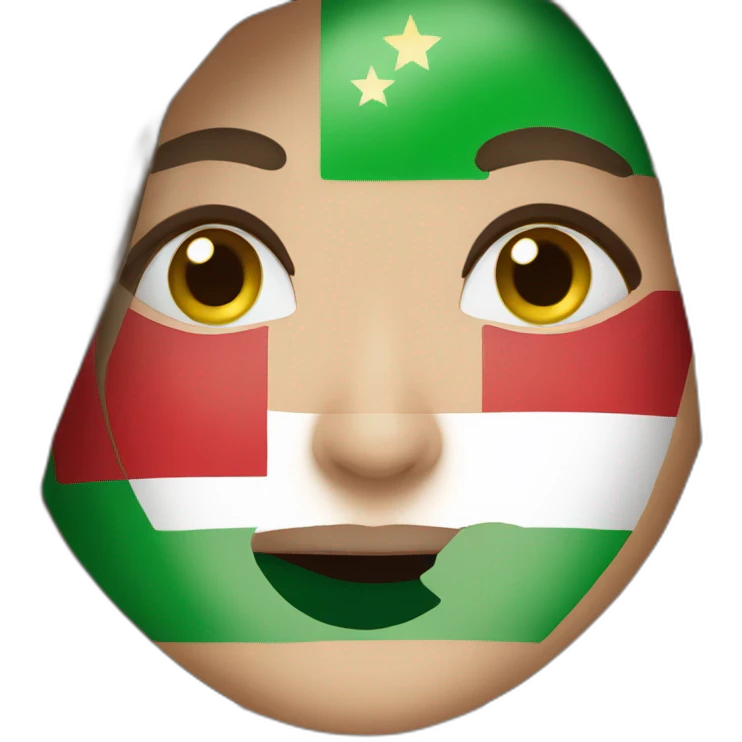 long haired brunette with brown eyes holding bulgarian flag emoji