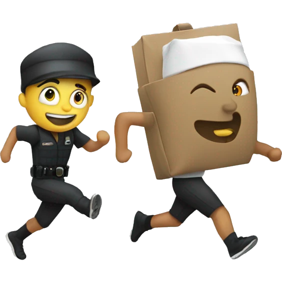 Running from guard with camera emoji