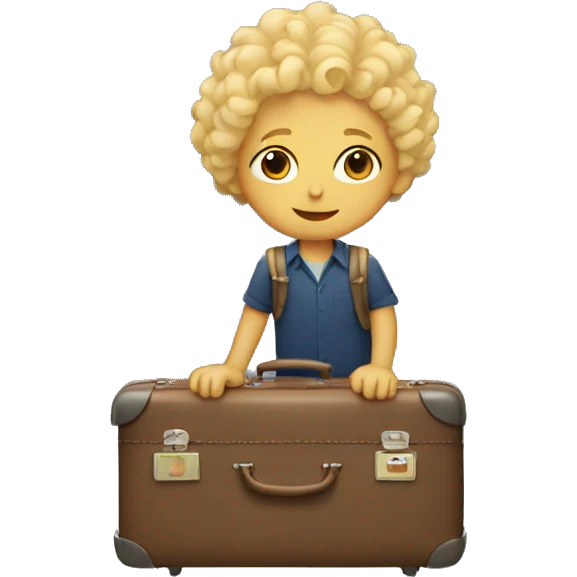 boy with blonde curls in a suitcase emoji
