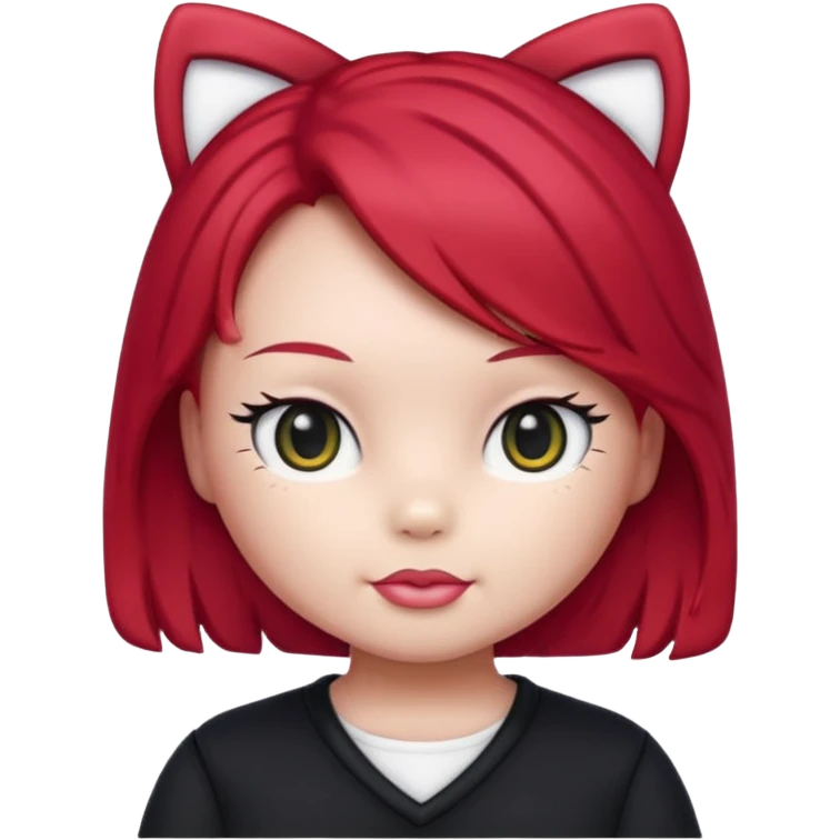 Hello kitty with red hair and black clothes emoji