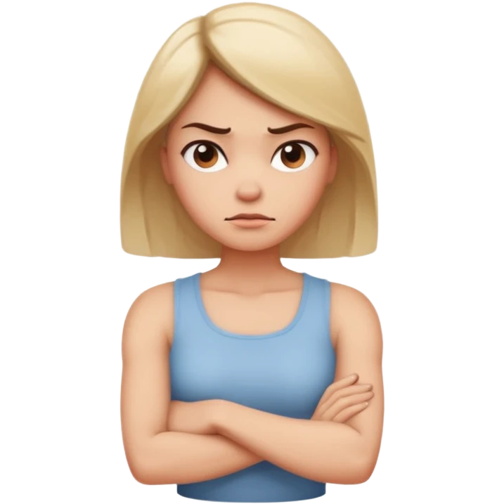 Woman with arms crossed in a mad way with an attitude turned to the side a little  emoji