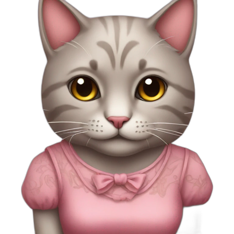 Cat with tattoos and a pink dress emoji