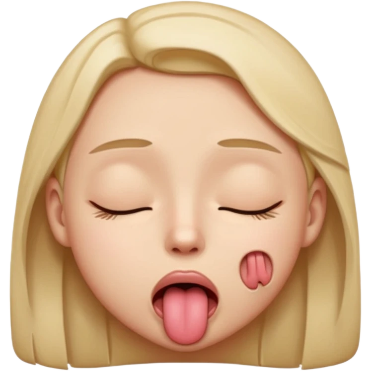 Eyes tightly closed like 😵 and tongue out like 😝 emoji
