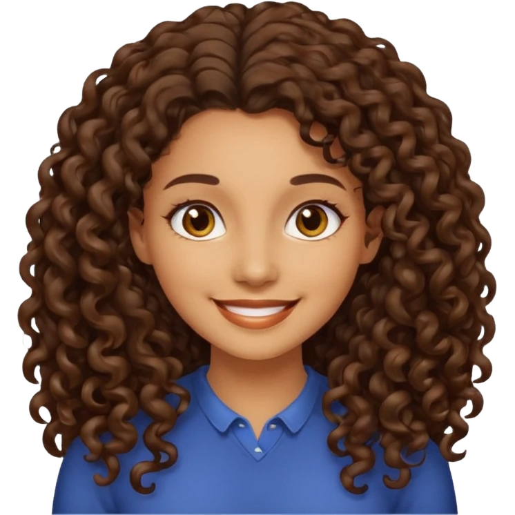 Woman light brown skin long dark curly hair emoji