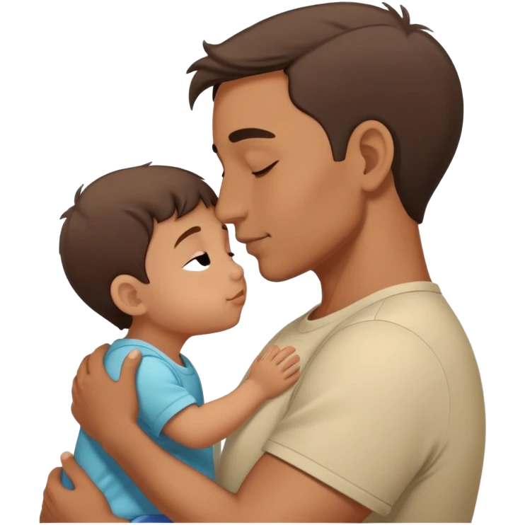 Father giving his child a gentle kiss on the forehead, family love emoji