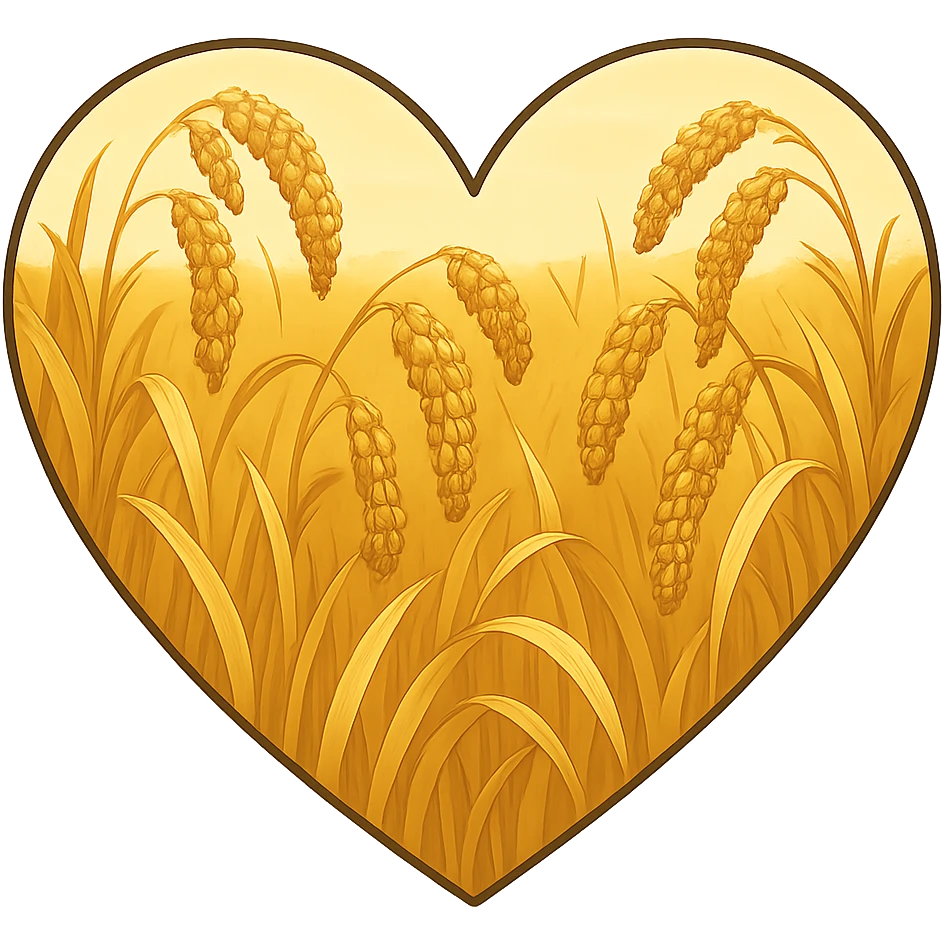 heart with a golden millet field, clean digital illustration, no background emoji