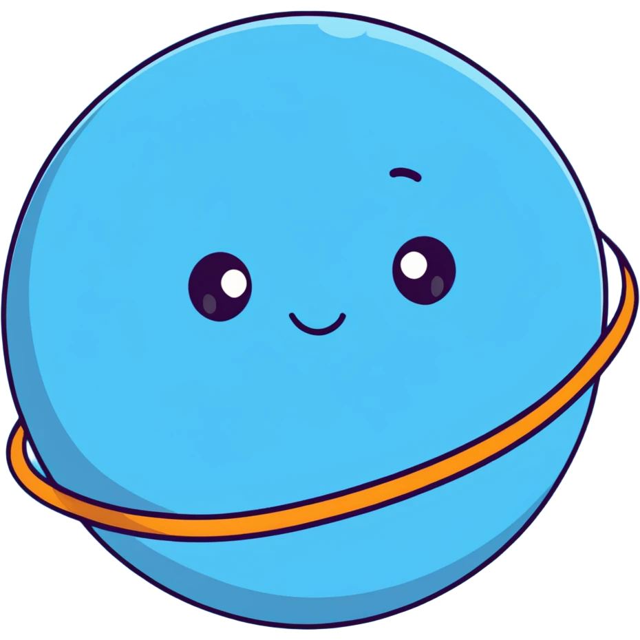 Jupiter planet with distinctive orange and white bands and a cute sad face emoji