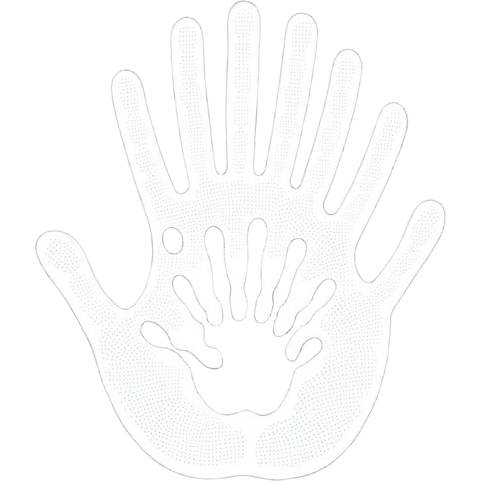 A handprint silhouette surrounded by dotted patterns.















 emoji