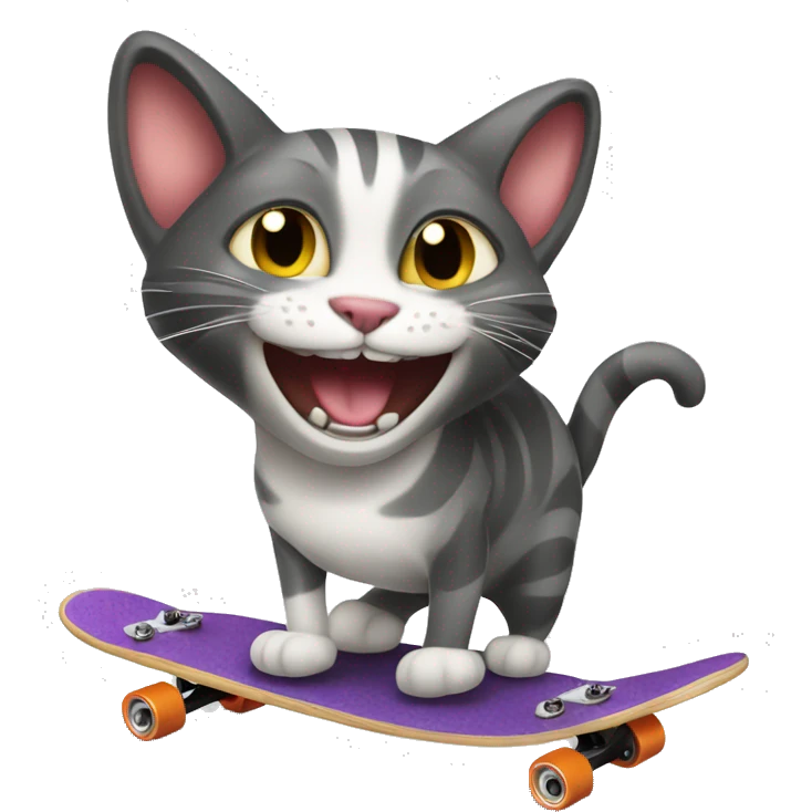 Cat with big smile in the longboard emoji