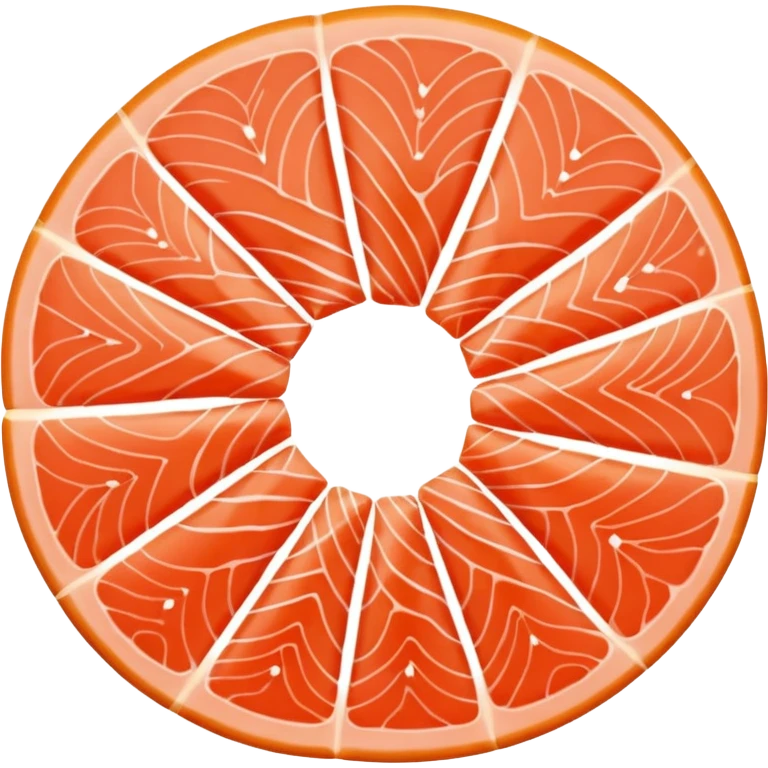 create a round half cut Slice of Salmon

Camera angle: slightly elevated top-down view with a gentle bird’s-eye perspective (about 15–20°), identical perspective and scaled do not add anything  on plate only the slice of salmon  emoji