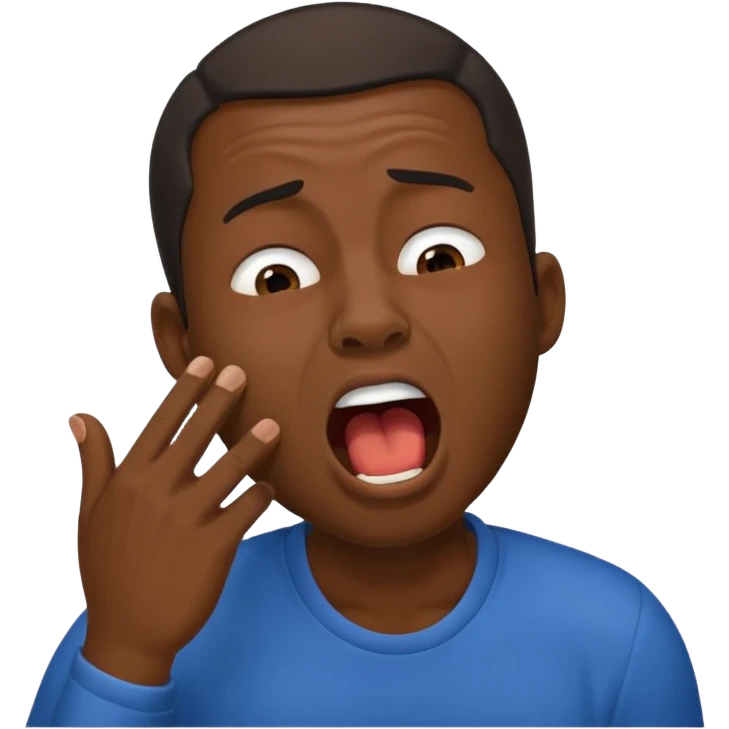 balck man Yawning  no hand emoji