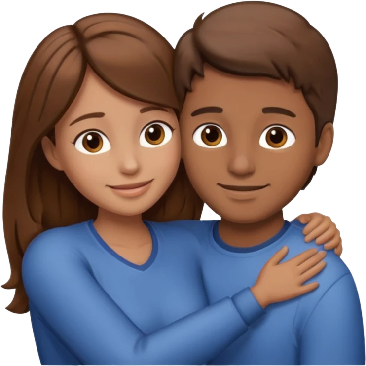 couple hug brown hair emoji