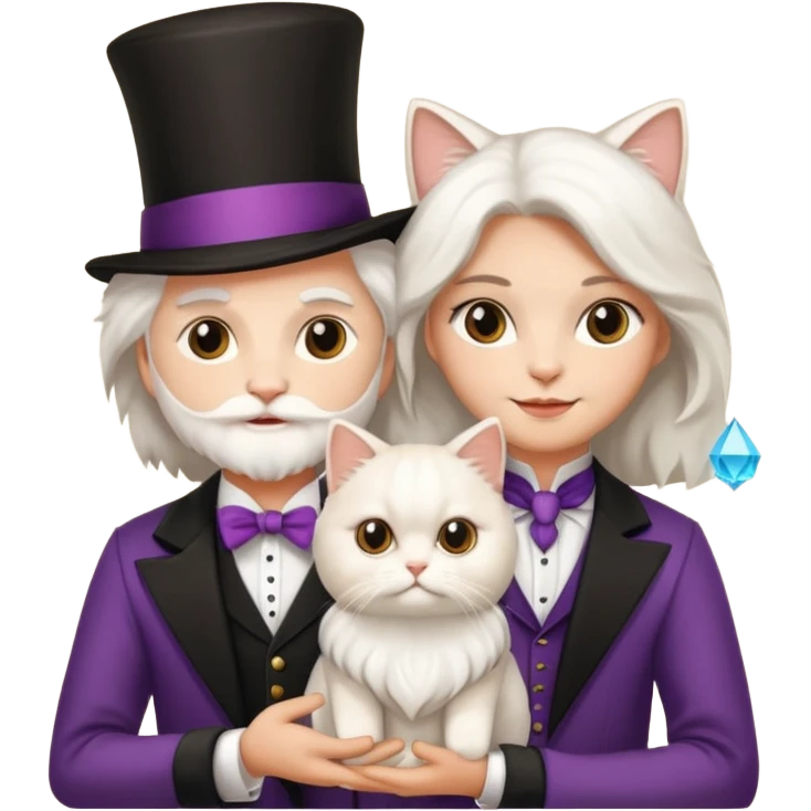 magician couple and th@ClashOfClansShopNo1eir pet cat emoji