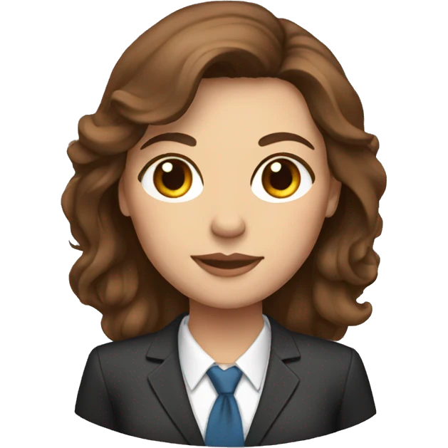 brown haired mom with long hair, business attire emoji