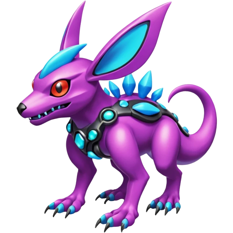  exotic colorful Protogen-Fakémon-Pokémon-Spectrobes-Digimon-Vernid-creature (full body) emoji
