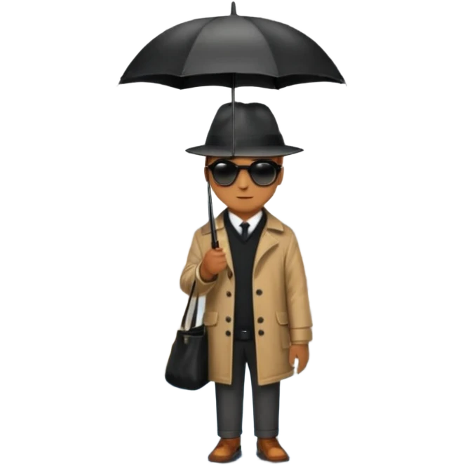 Man with umbrella + streetlight reflection emoji