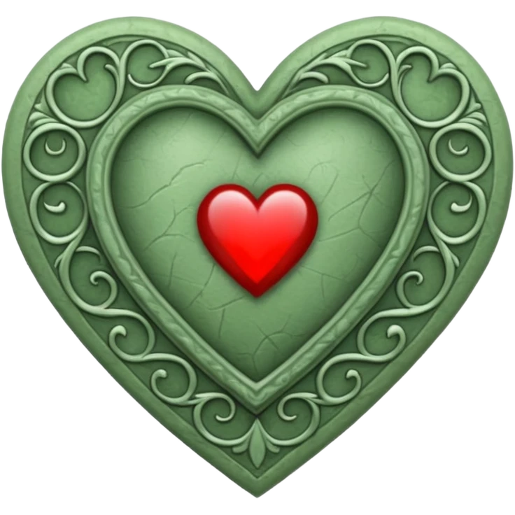Can you make a sage green heart with a gothic design. In the middle of the heart there should be the letter I emoji
