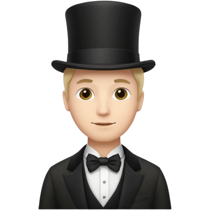 Classic 1800s man in formal attire and top hat, standing emoji