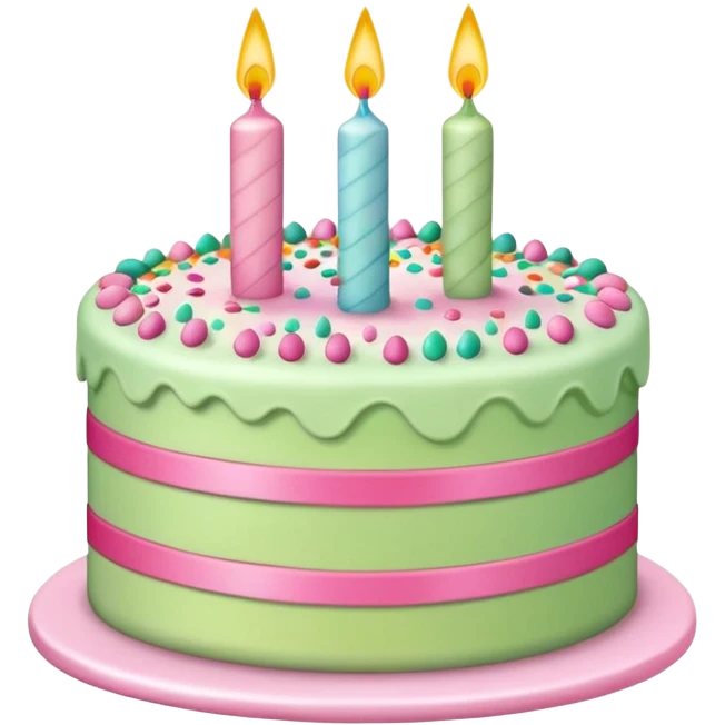 light green and pink birthday cake emoji